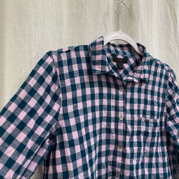 J. Crew Pink Teal Popover Plaid - Picture 4 of 11